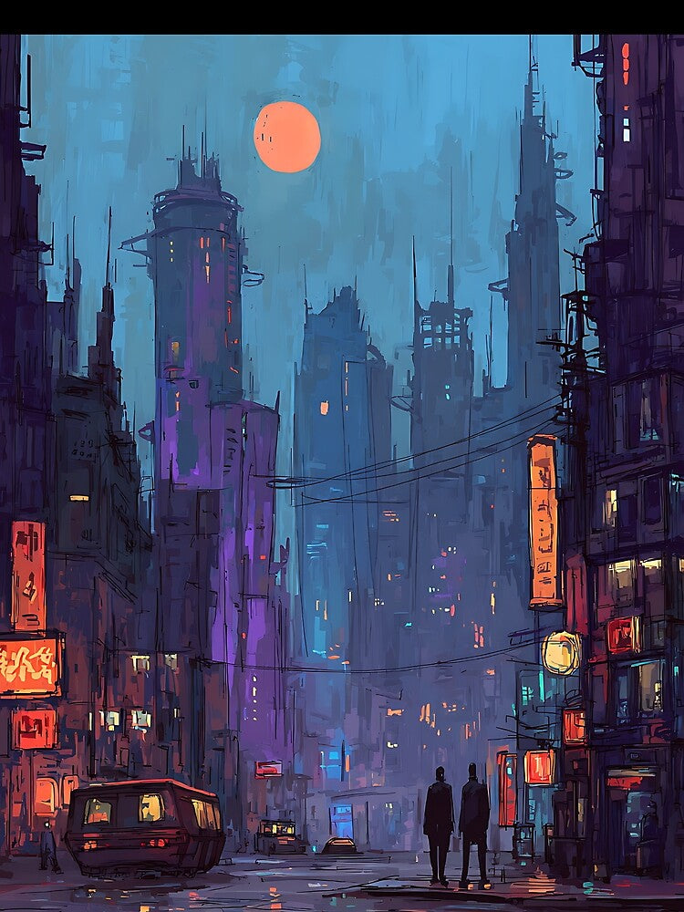 Neon Cyberpunk Cityscape Synthwave Vibe by bapupa