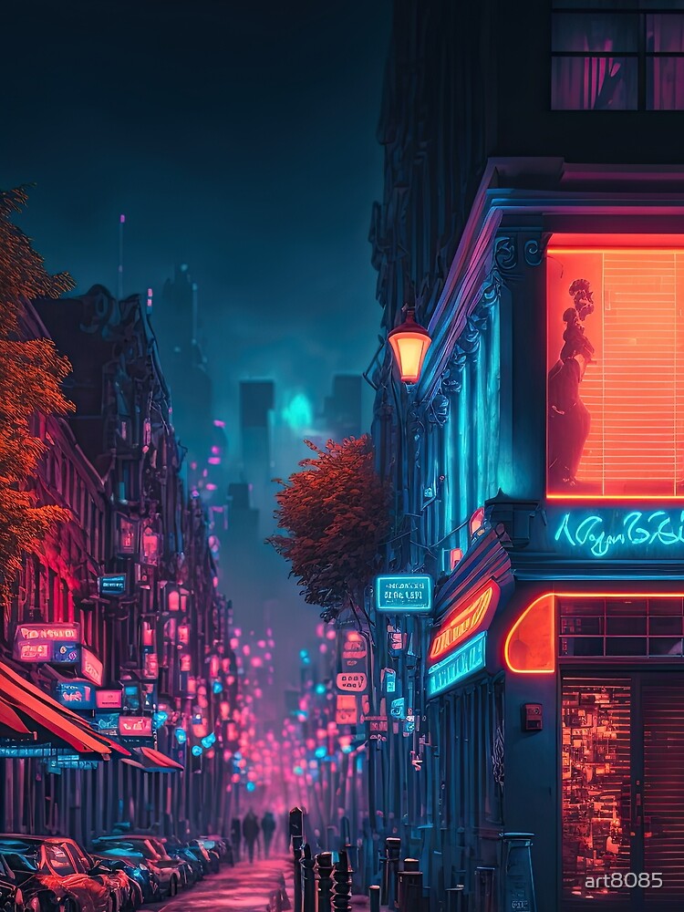 Cyberpunk City Amsterdam Streets by art8085