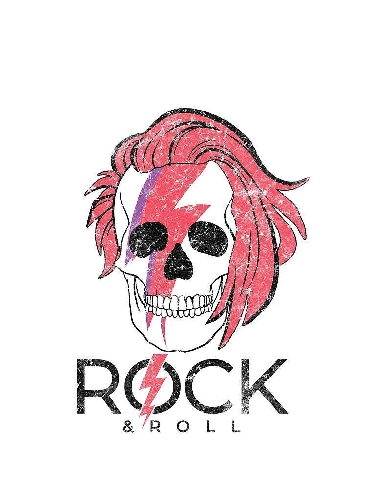 Vintage Glam Rock Skull Lightning Bolt Graphic by The secret storage room