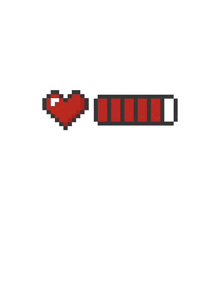 Full Battery Heart | Pixel Love Battery | Cute Retro Gaming Inspired Design by CH-4TEE