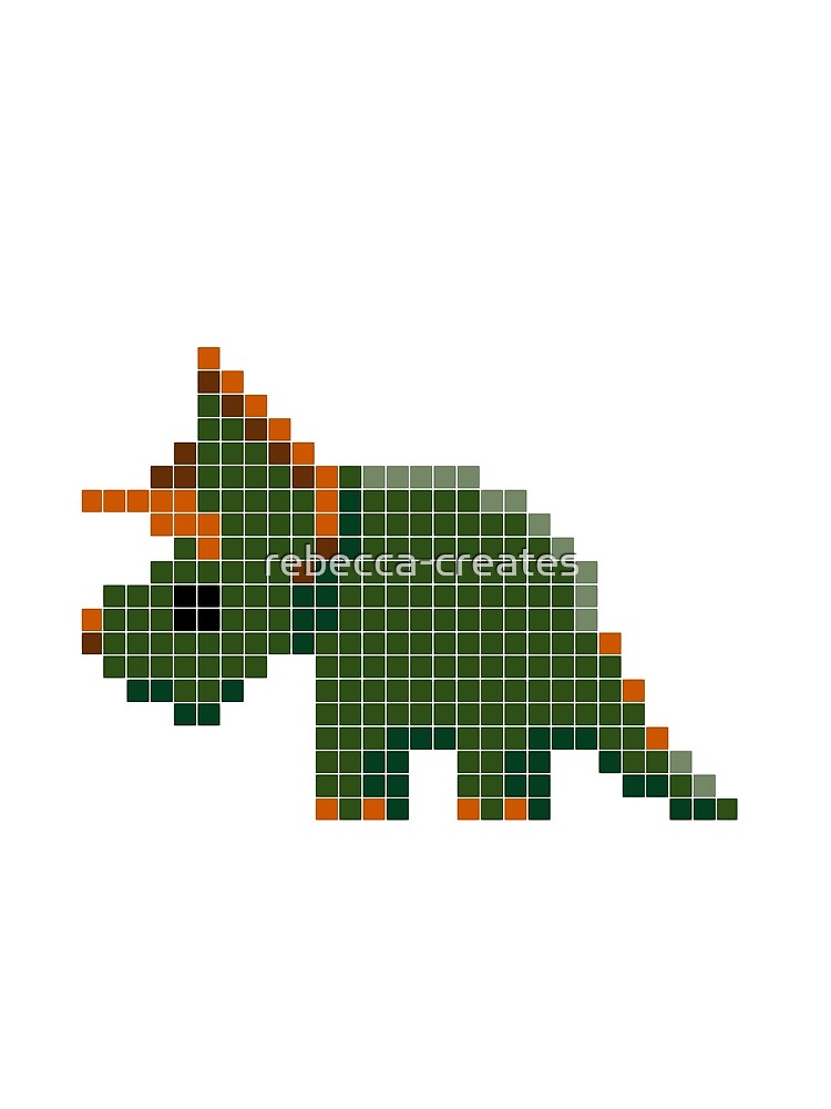 PIXEL ART Triceratops: Retro Gaming Dinosaur Design by Rebecca Creates...