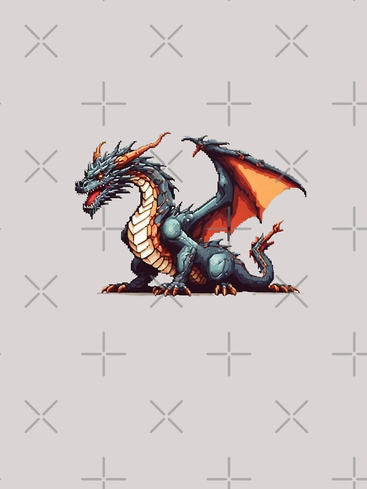 Vintage Pixel Art Dragon Design by AYACHI90