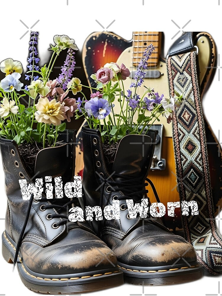 Wild and Worn – Vintage Boots with Flowers & Guitar Aesthetic by CrimsonChords
