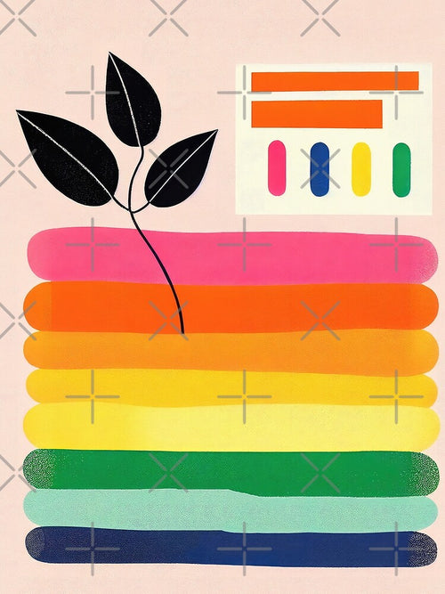 Abstract Rainbow Towels Mid-Century Modern Boho by PinkNomad