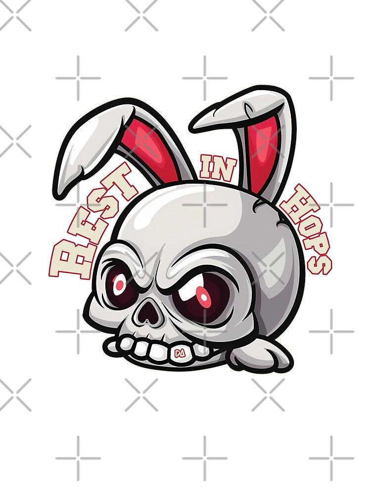 Rest In Hops Funny Bunny Skull Gothic Rabbit Halloween Streetwear Logo by DesignArtist.ia