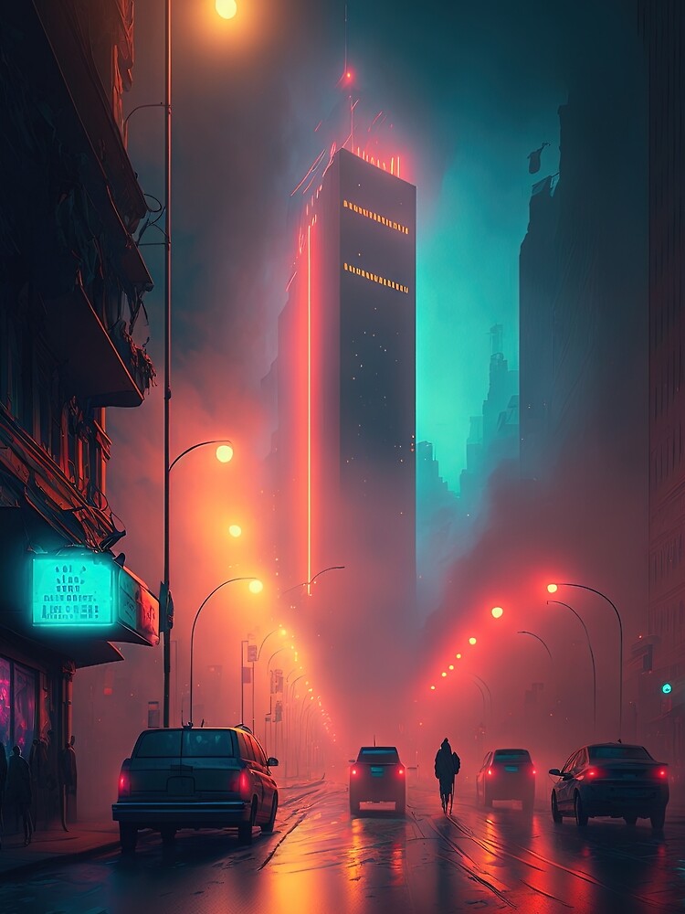 A Neon Cityscape by CometsPawPrints