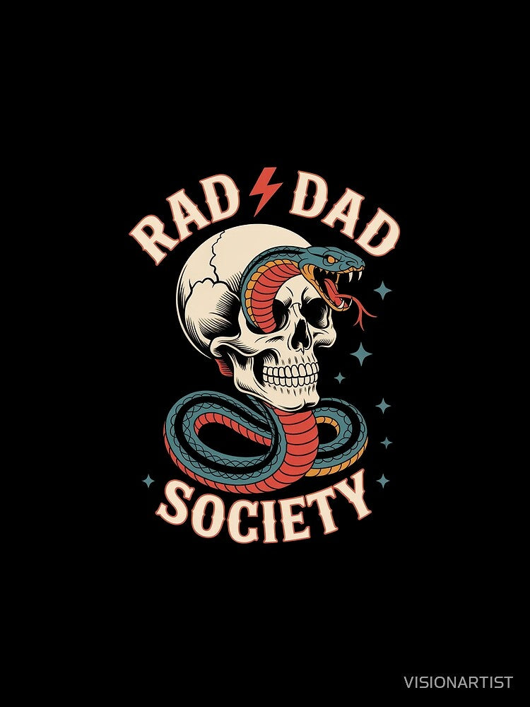 Rad Dad Society – Skull and Snake Rock-Inspired Tattoo Style Design by VISIONARTIST