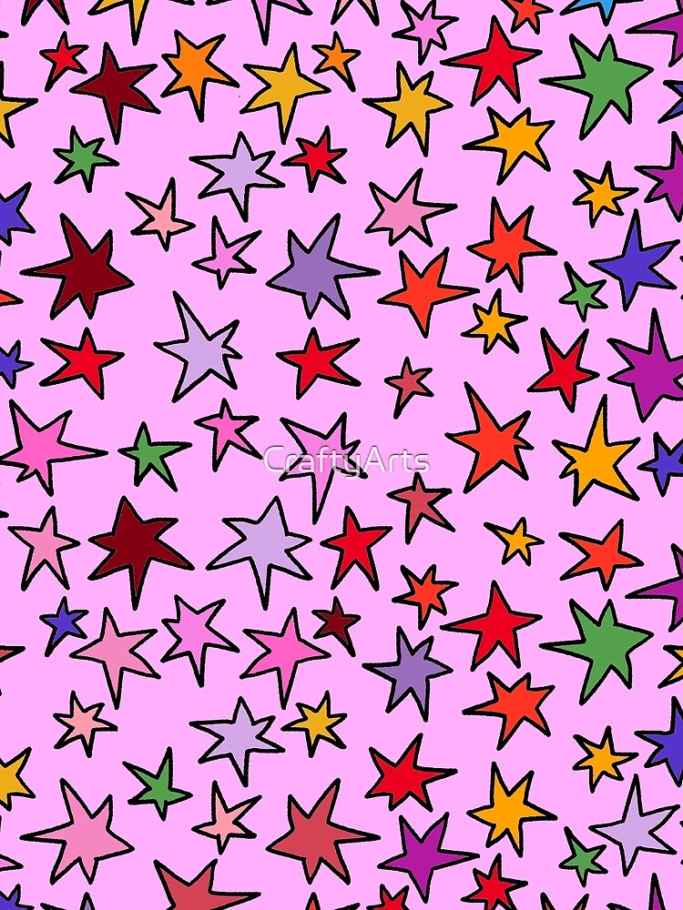 Doodle stars on pink by Carrie_Anne_Designs
