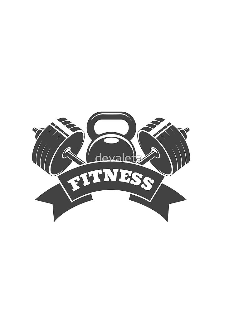 Fitness or Athletic club emblem with kettlebell and barbell by devaleta