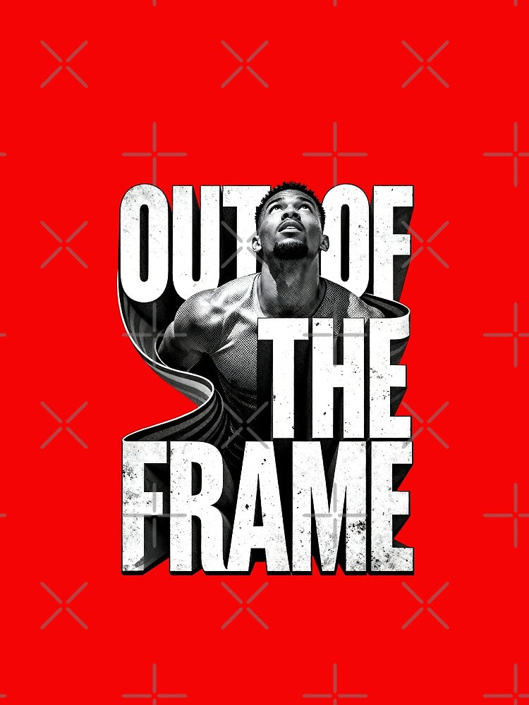 OUT OF THE FRAME – Bold Streetwear Typography Graphic Tee | Motivational Urban Design | Vintage Grunge Style by Maximilianos