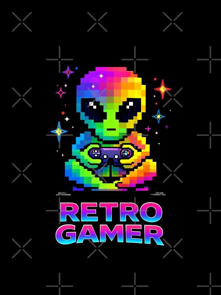 Retro Gamer Pixel Alien – Cute Arcade Gaming Pixel Art Design by NuniDesigns