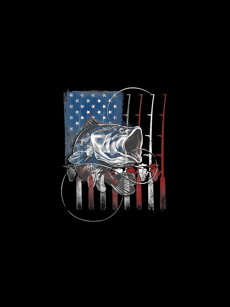 Fishing American Flag Vintage-USA Bass Fisherman by WilliamQuinnell