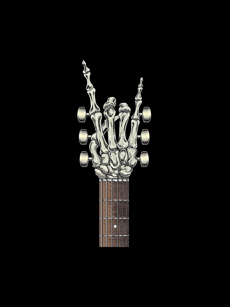 Rock On Skeleton Hand Guitar Gifts Men Guitarist Rock Band by Khescoiu