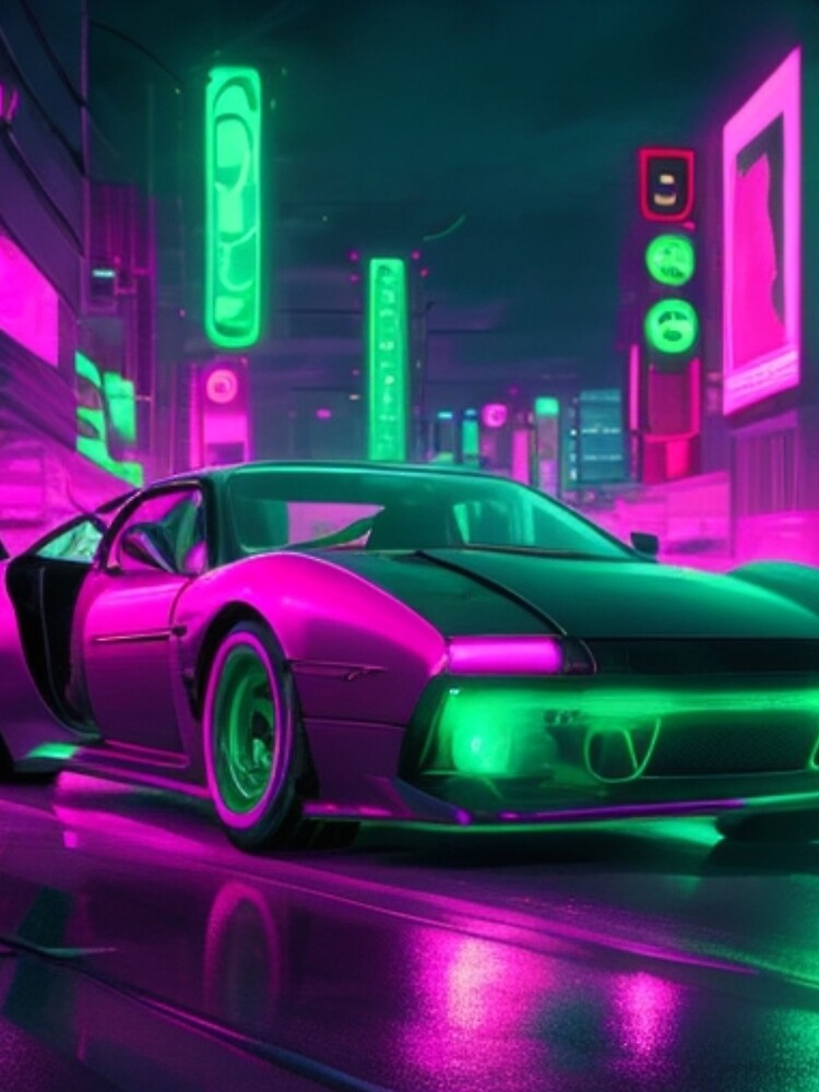 Retro - futuristic neon car by mikaws
