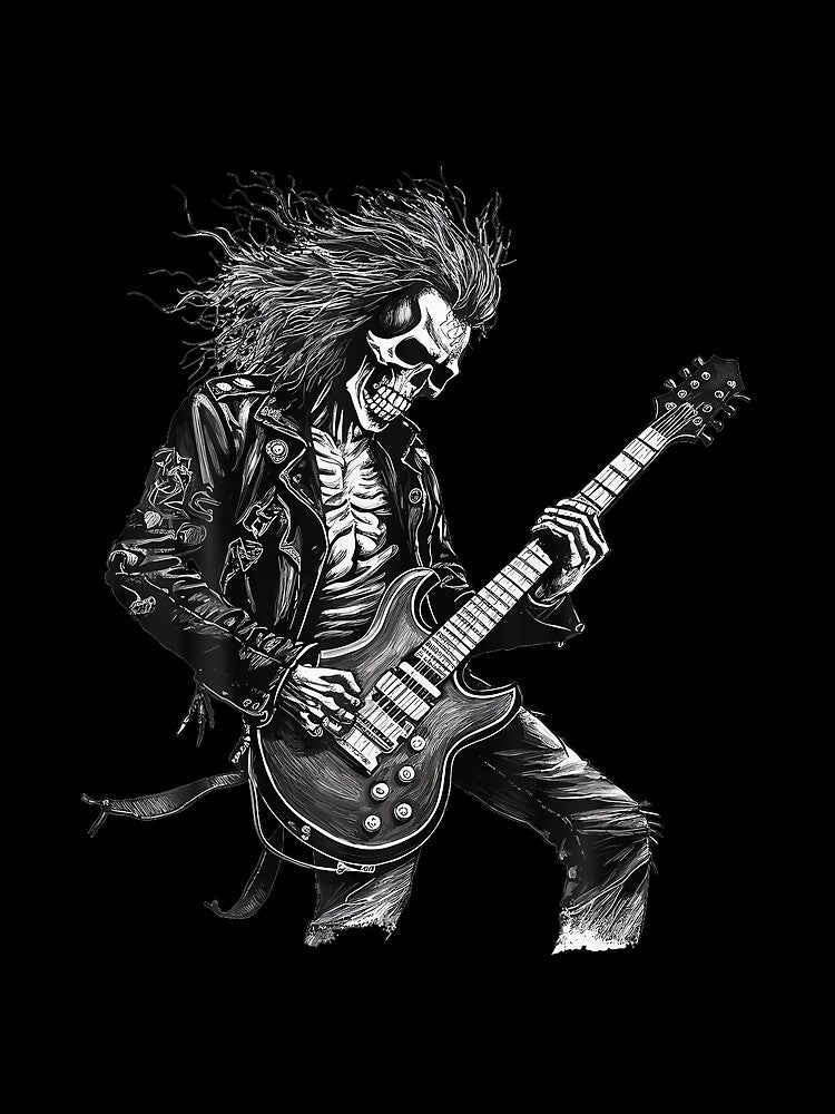 Skeleton Guitar Guy Rock And Roll Band Rock On by DouglasChoosen