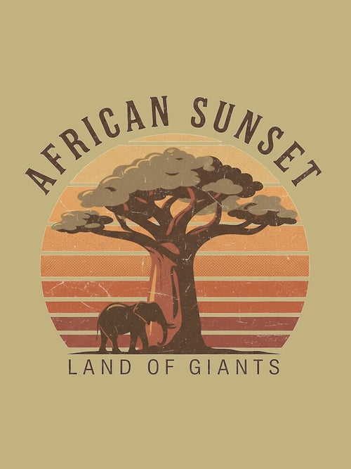 African Sunset Baobab Tree Vintage Streetwear – Savanna Nature Art by JonelCrafts