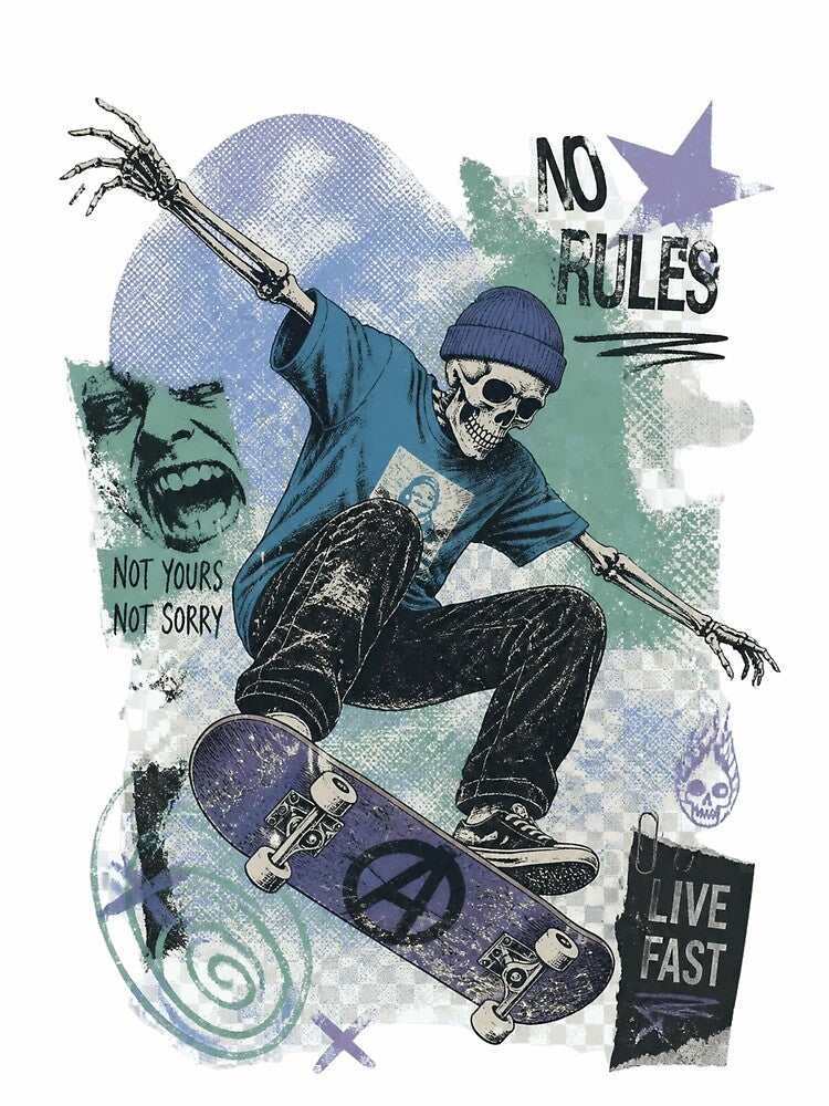 Skate or Die Grunge Skull by ERODED SELF
