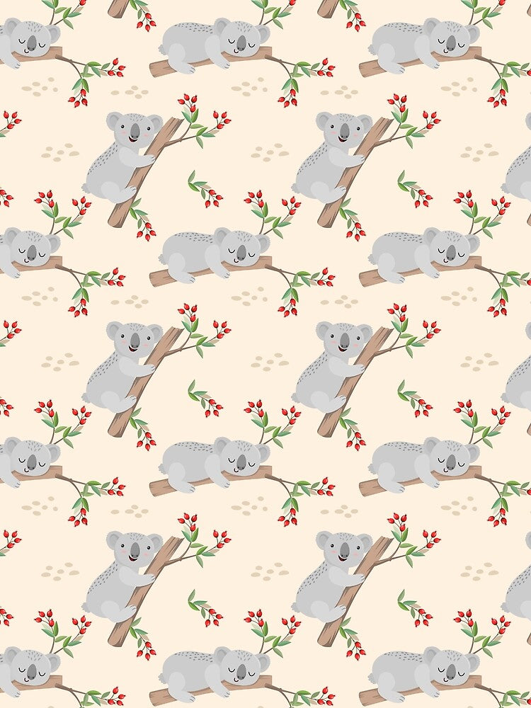 Australian Sleepy Happy Koalas in Trees Pattern by Jaydee001