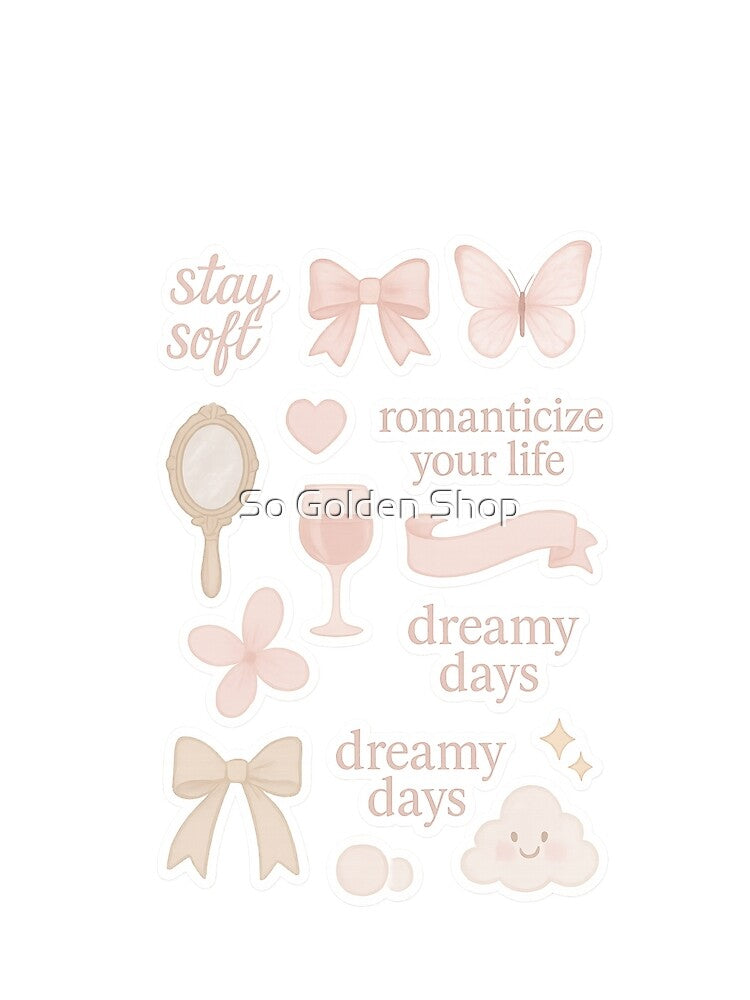 Romanticize Your Life – Coquette Aesthetic Sticker Pack by So Golden Shop