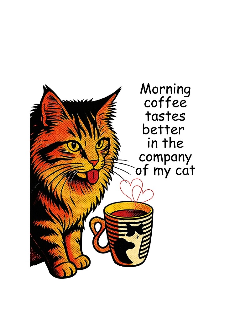 Morning Coffee With My Cat. by Dinasshop