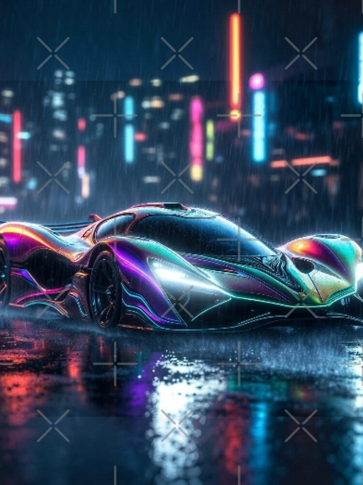 Cyberpunk Organic Hypercar - Neon Rain Cityscape Art by Nexus Space