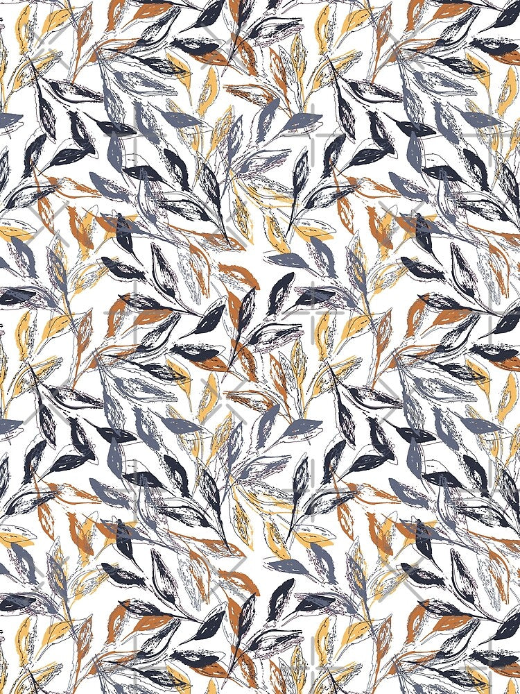 Seamless Pattern with Leaves and Doodle Elements by MagicCreationsW