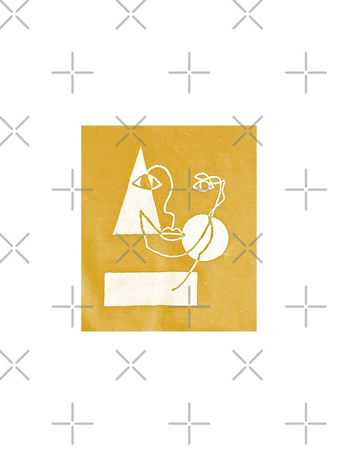 Abstract Face w/ Geometric Minimalist Shapes Sketch (Yellow) Available as a Sticker, Print, and Apparel by JaidenBirdie