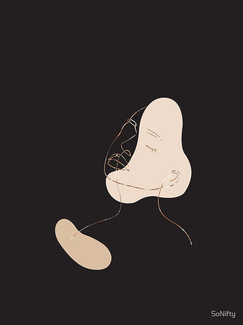 Abstract Line Art Woman | Black + Gold by SoNifty