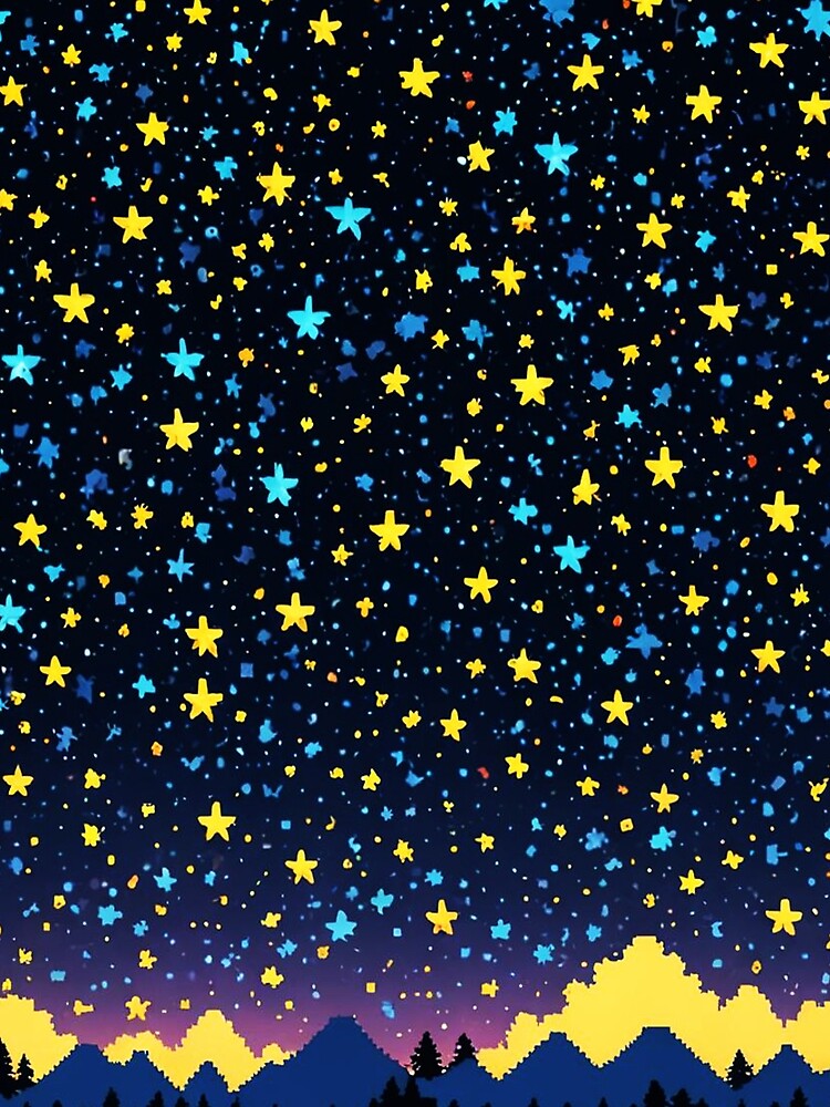8bit Night Sky by MixedMediaPrint