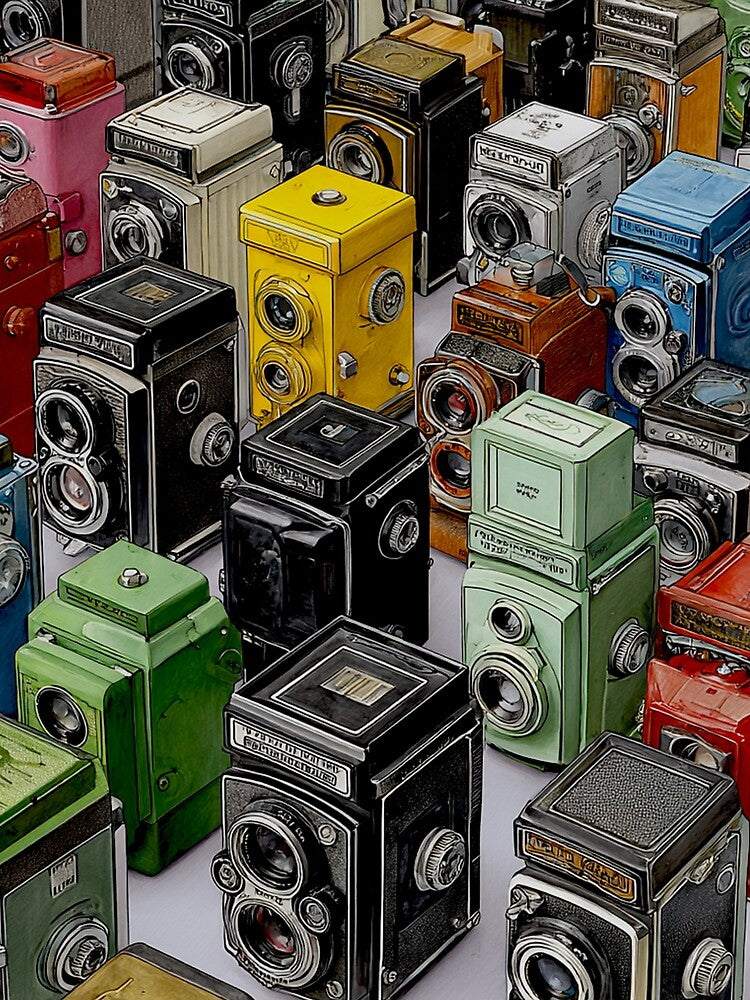 Vintage Camera Collection Retro Film Photography Art for Photographers Gift Idea by onubi