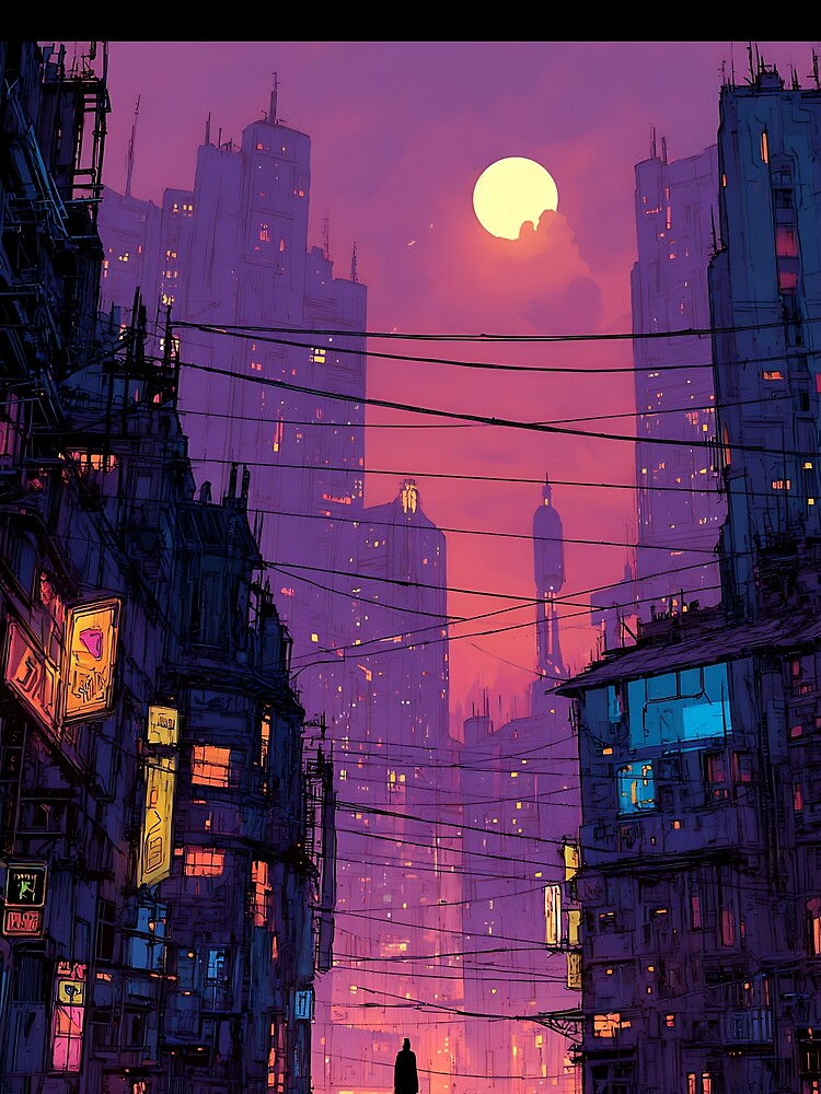 Urban Cyberpunk Cityscape Sci-Fi Skyline by bapupa