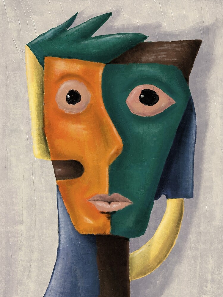 Cubist Face Digital Art Print by aekritdeach