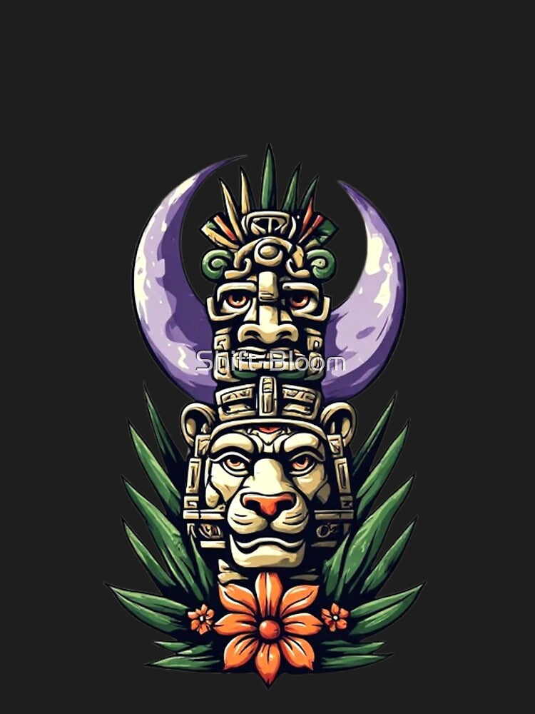 Mayan Totem with Crescent Moon | Elysium Echoes Icon by Shift-Bloom