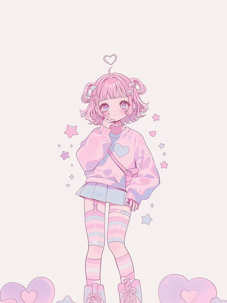 Kawaii Pastel Aesthetic Girl - Cute Pink Yume Kawaii Anime Art by Kawai Anime Shop