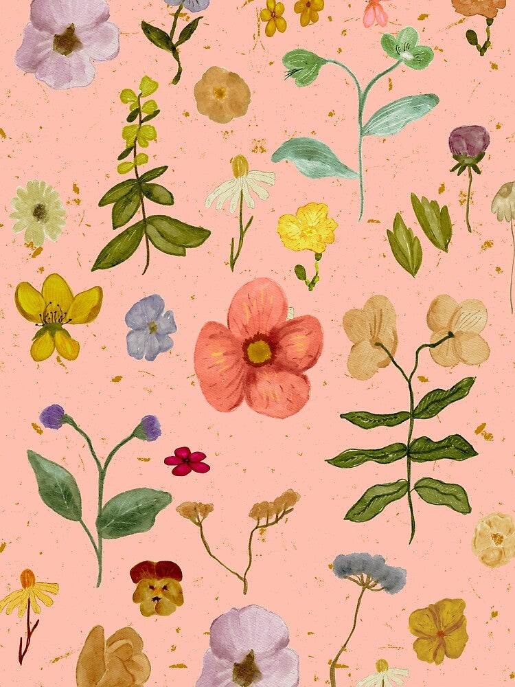 Peach Vintage Flowers and Botanicals by bowsbotanicals