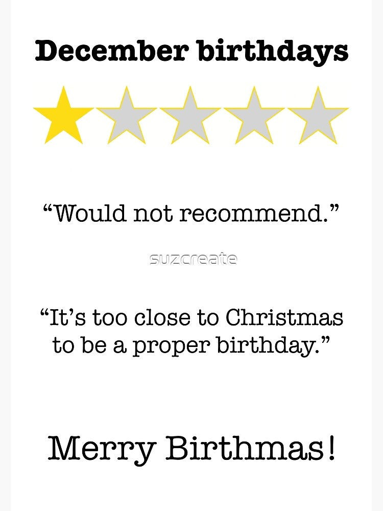 Funny reviews for a December birthday by suzcreate