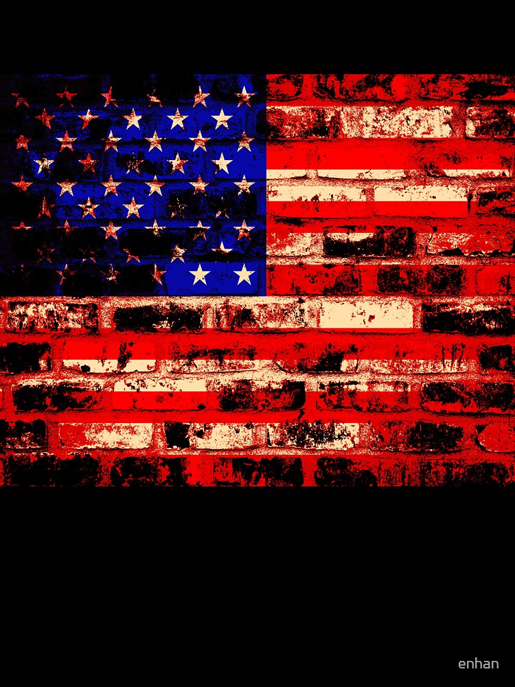 American Flag On Old Brick Wall by enhan
