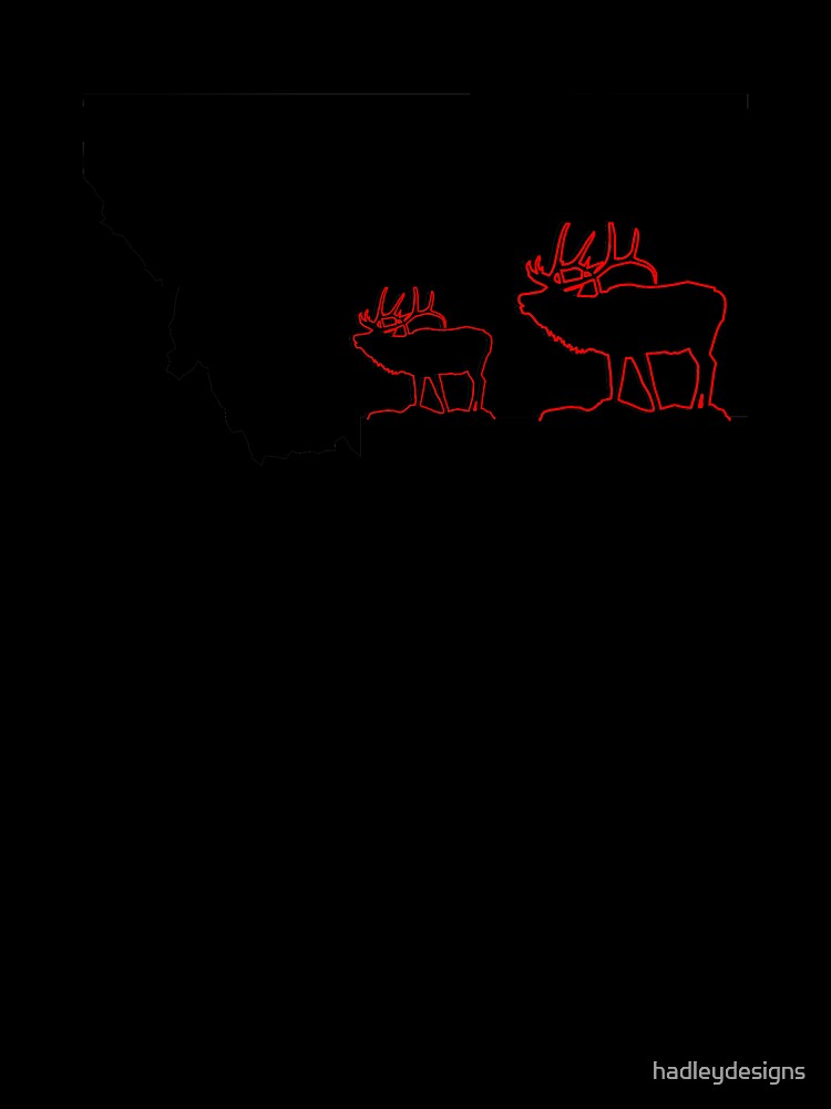 image of Montana state with outline of Elk inside black by hadleydesigns