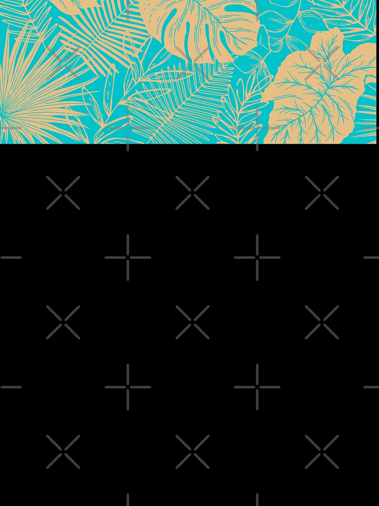 Minimalist Floral Line Art Pattern With Tropical Leaves Design | Aqua Blue & Beige by ukoko