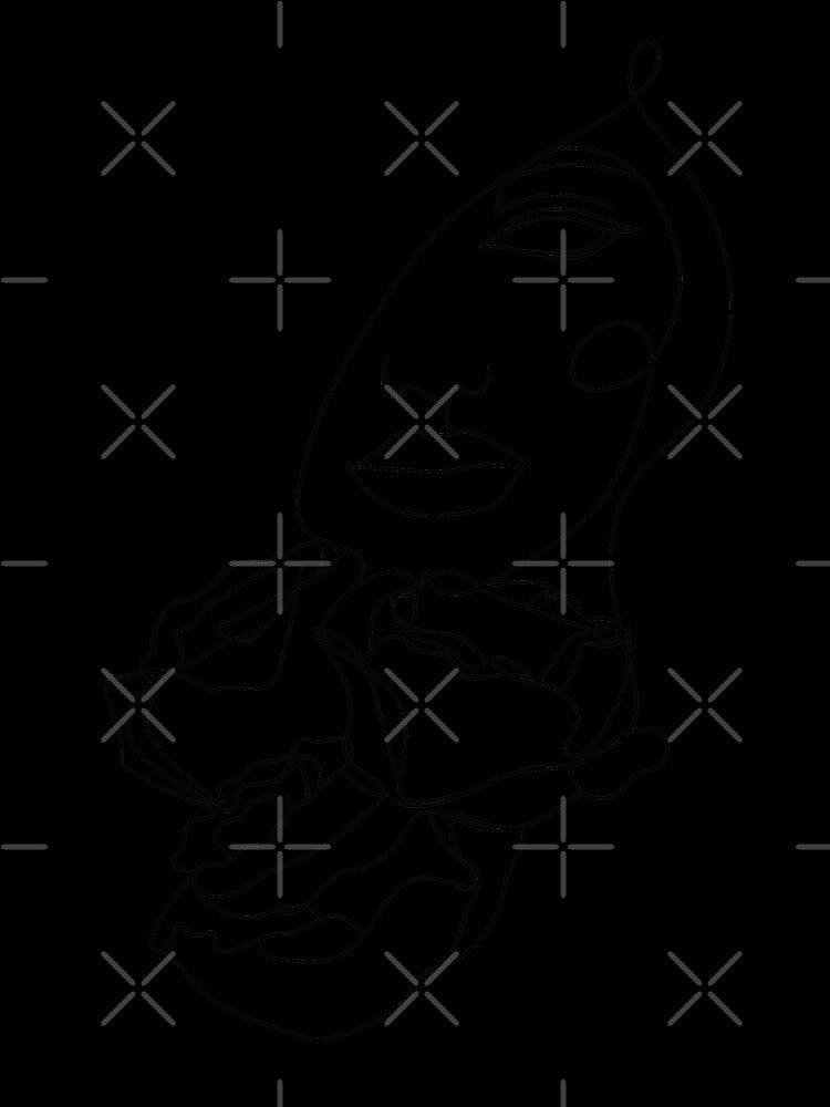 Female Face with Roses in One Line by Valeria-Art