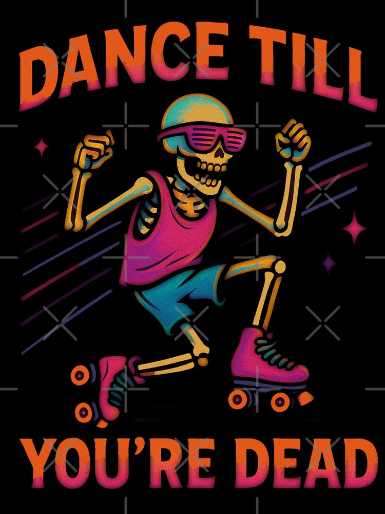 Dance Till You’re Dead – Retro Disco Skeleton 80s Halloween Design by MythoWorldddd