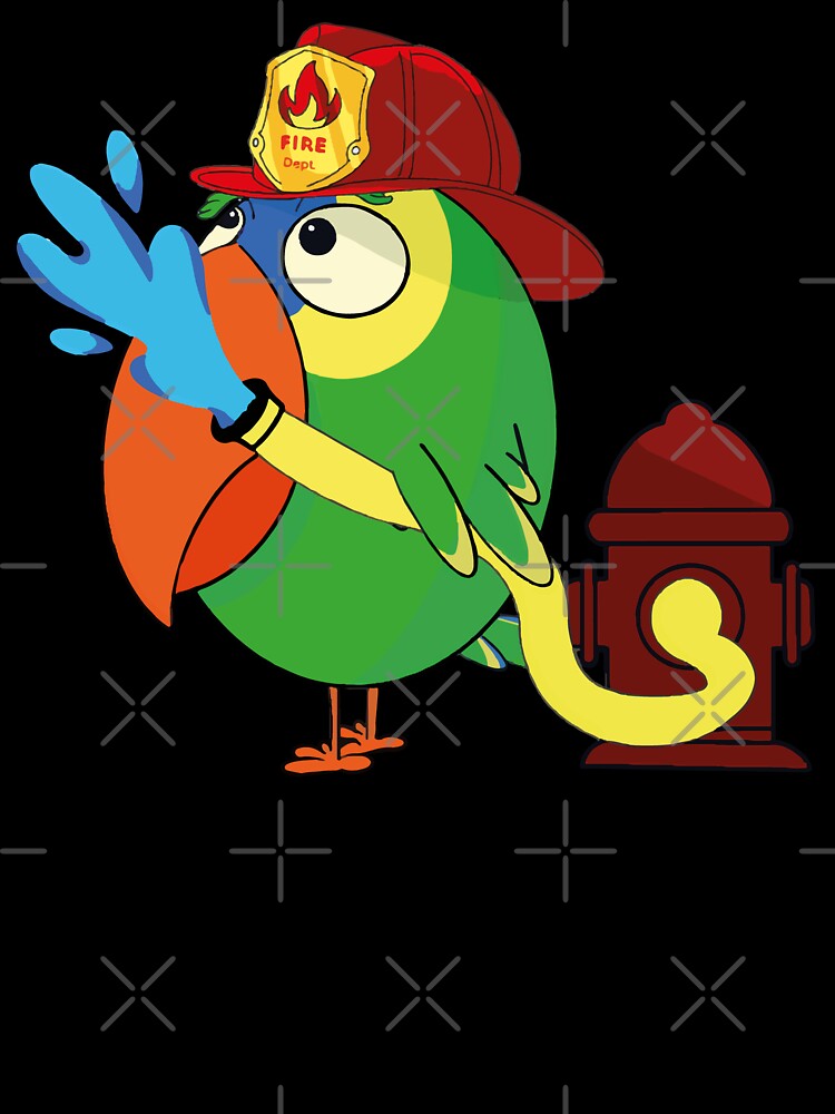 Funny Amazon parrot firefighter - Parrot at work by YoshiArtDesign