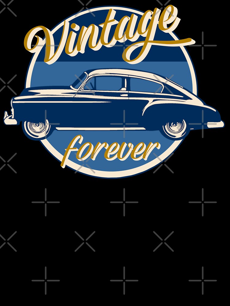 Vintage Car Forever Blue And Orange Slogan Design by TrulyEpoque