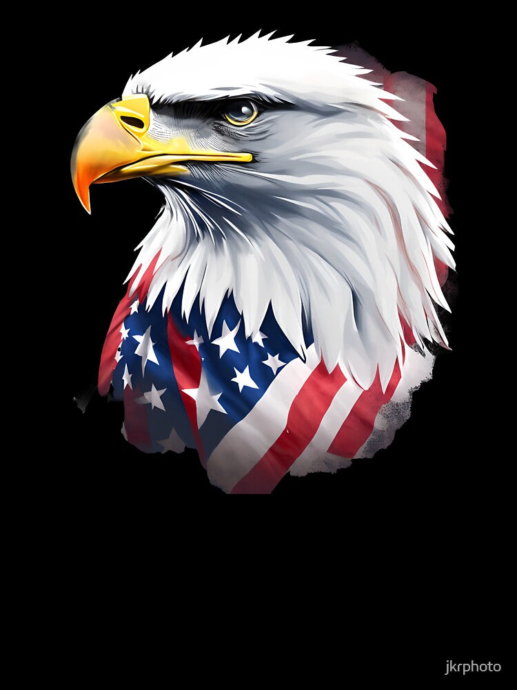 4th of July portrait of an eagle against the background of the flag by jkrphoto