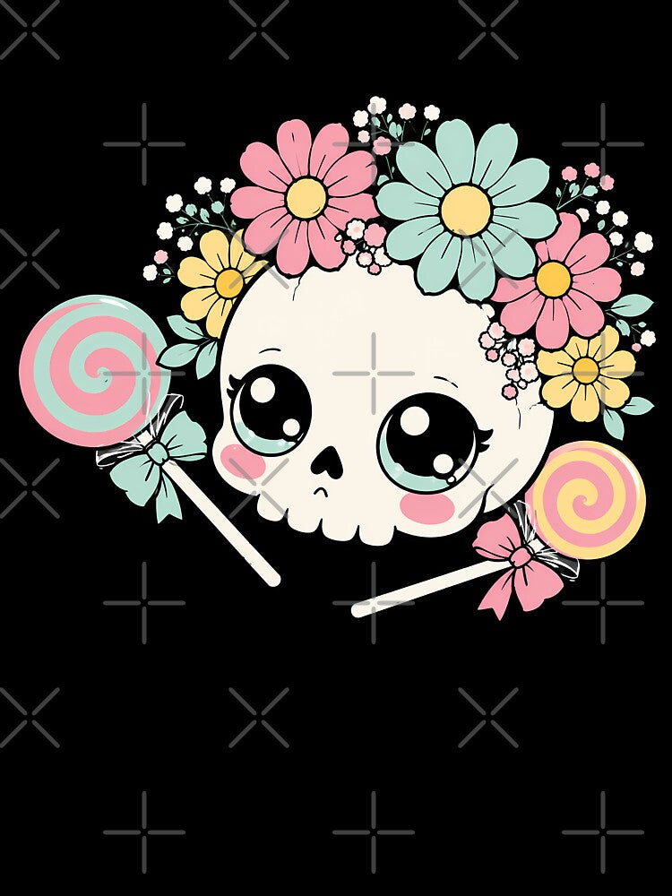 Pastel Goth Flower Crown Skull Kawaii Creepy Cute by chattsuede