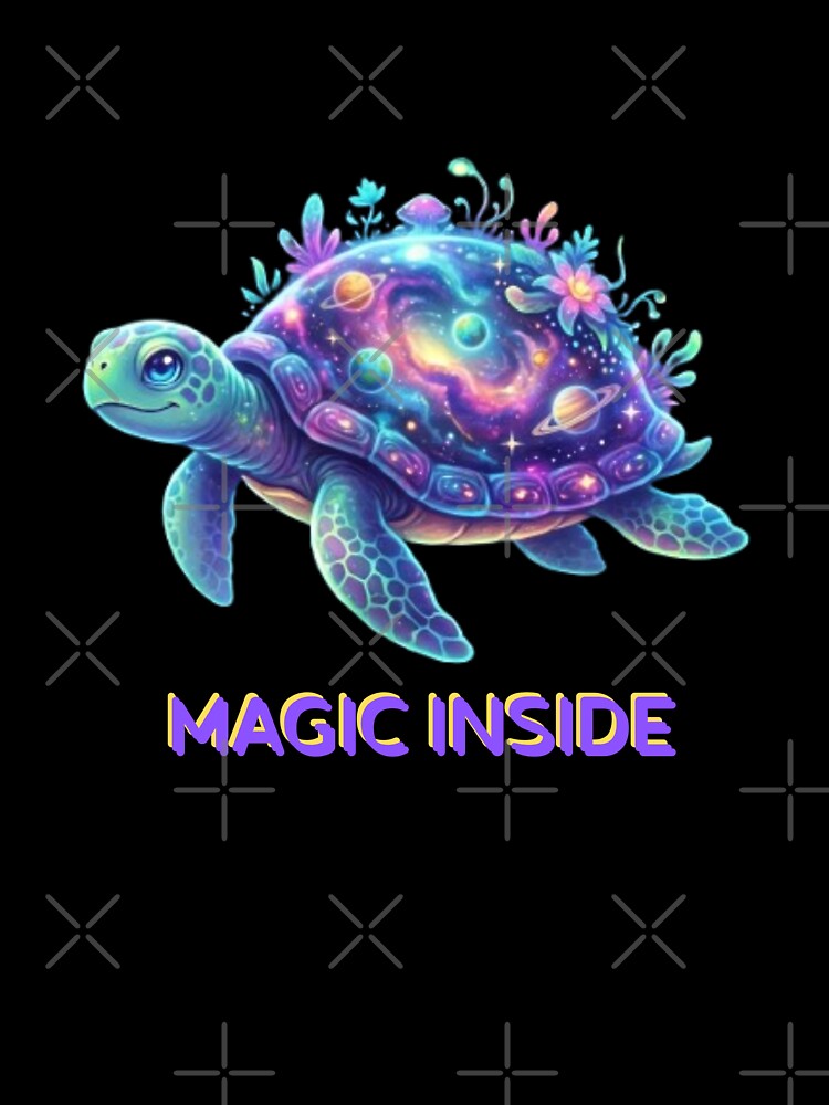 Magic Inside – Cute Cosmic Turtle Illustration for T-Shirts & Merchandise by PrintoraSpirit