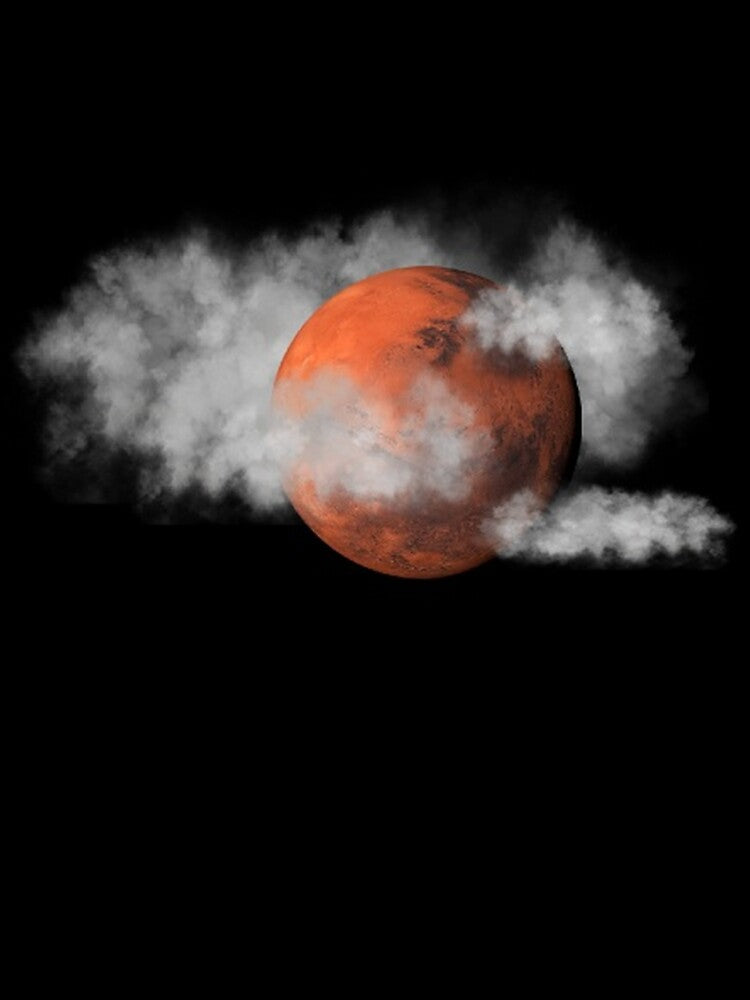 planet mars with clouds by hachemi riadh