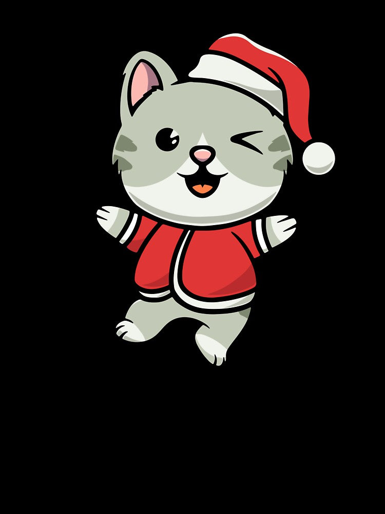 Cute happy cat on Christmas cartoon illustration by cubbone