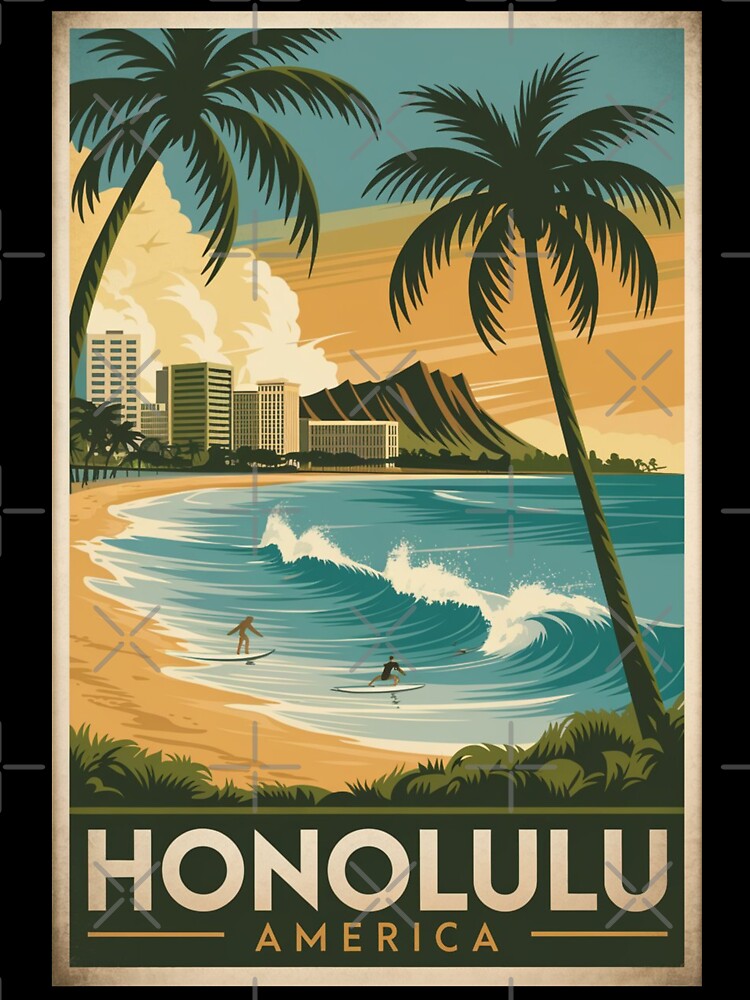 Honolulu Vintage Travel Poster by TravelerRat