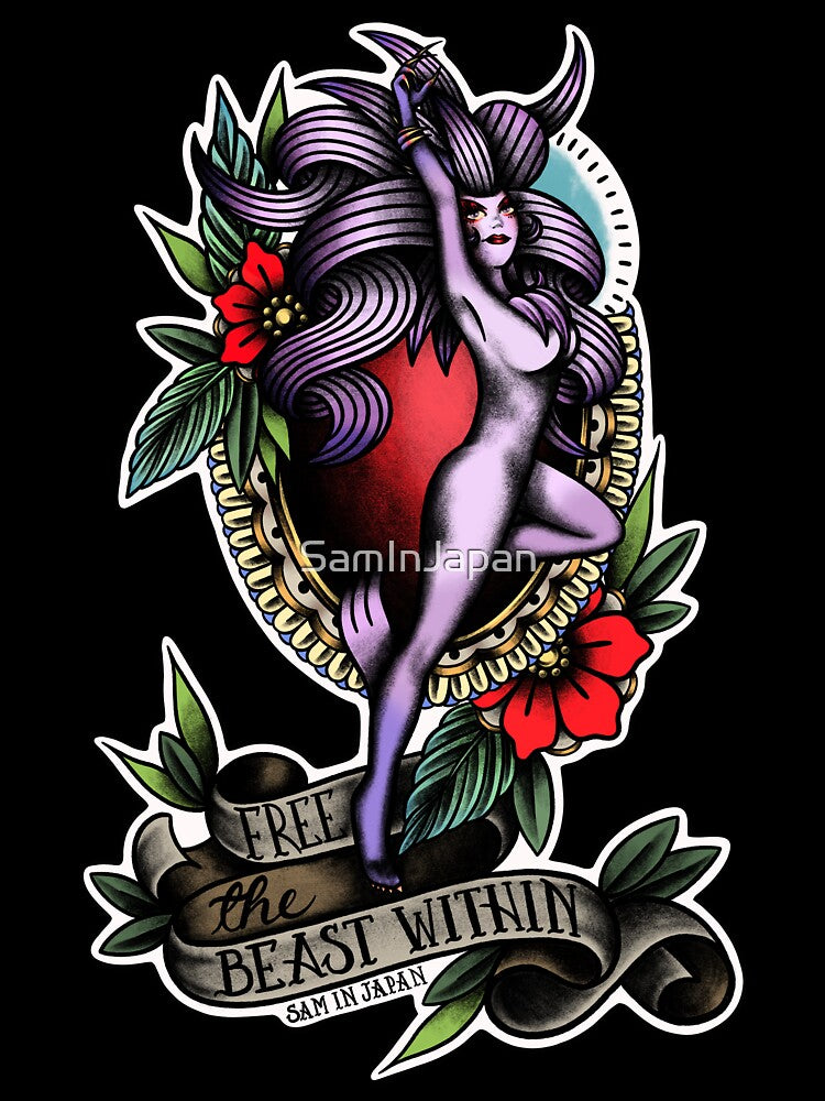 Trance Terra from Final Fantasy 6 (FFVI) in American Traditional Tattoo Portrait Style by SamInJapan
